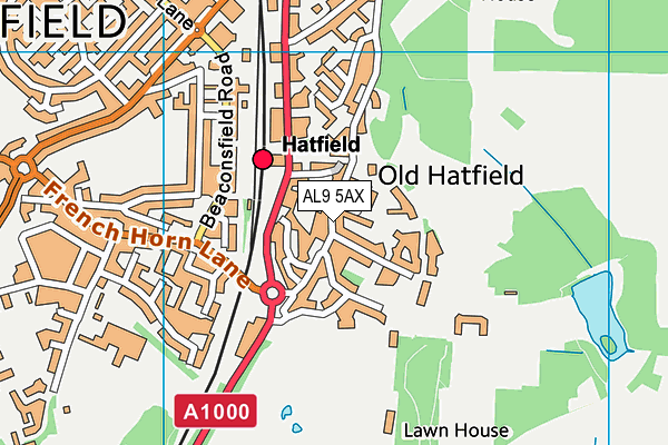 AL9 5AX map - OS VectorMap District (Ordnance Survey)