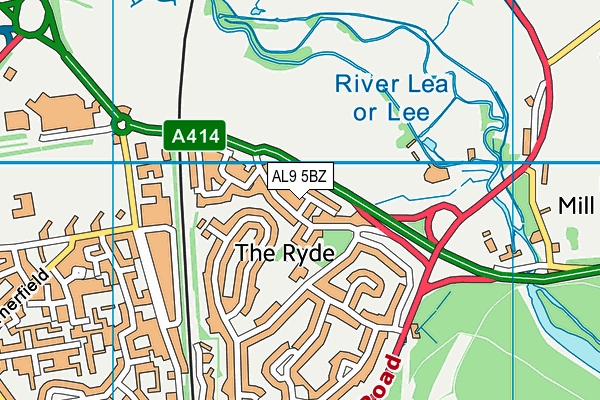 AL9 5BZ map - OS VectorMap District (Ordnance Survey)