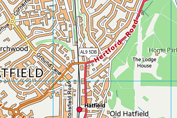 AL9 5DB map - OS VectorMap District (Ordnance Survey)