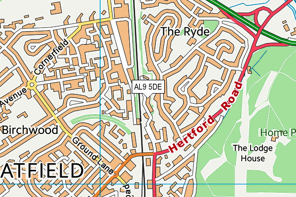 AL9 5DE map - OS VectorMap District (Ordnance Survey)