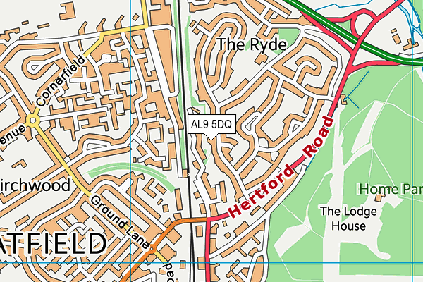 AL9 5DQ map - OS VectorMap District (Ordnance Survey)