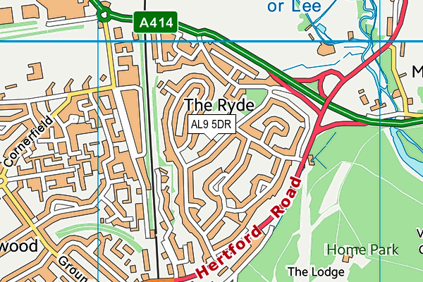 The Ryde School map (AL9 5DR) - OS VectorMap District (Ordnance Survey)
