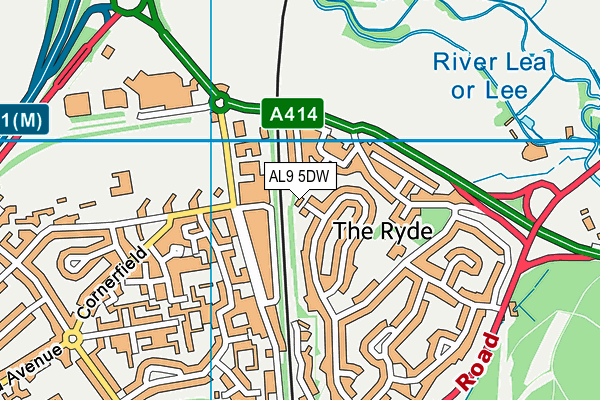 AL9 5DW map - OS VectorMap District (Ordnance Survey)