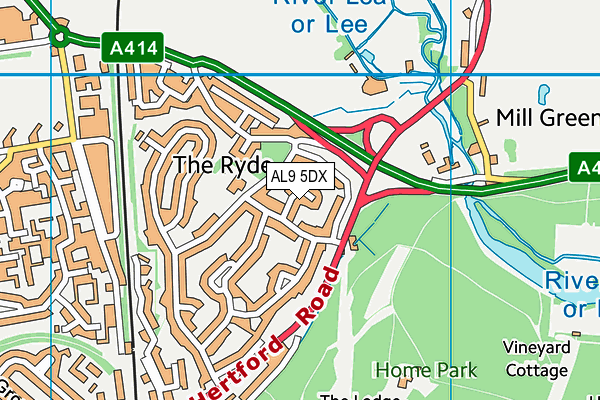 AL9 5DX map - OS VectorMap District (Ordnance Survey)