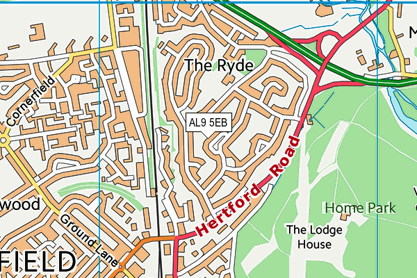 AL9 5EB map - OS VectorMap District (Ordnance Survey)