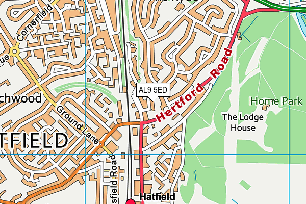 AL9 5ED map - OS VectorMap District (Ordnance Survey)