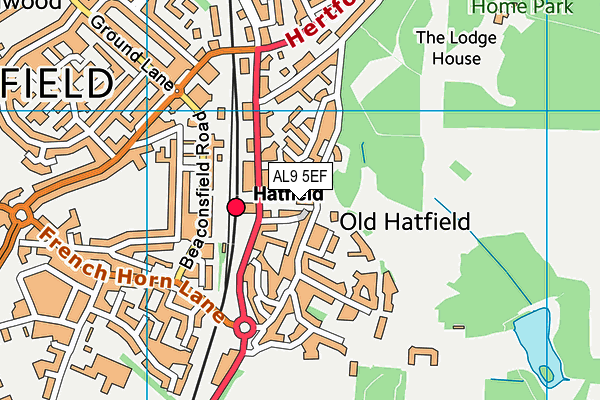 AL9 5EF map - OS VectorMap District (Ordnance Survey)