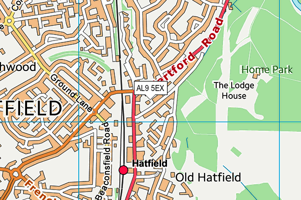 AL9 5EX map - OS VectorMap District (Ordnance Survey)