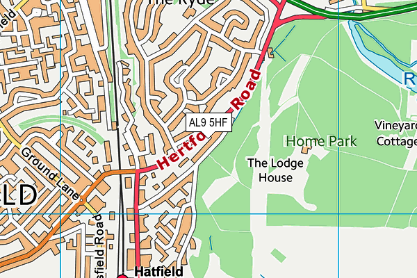 AL9 5HF map - OS VectorMap District (Ordnance Survey)