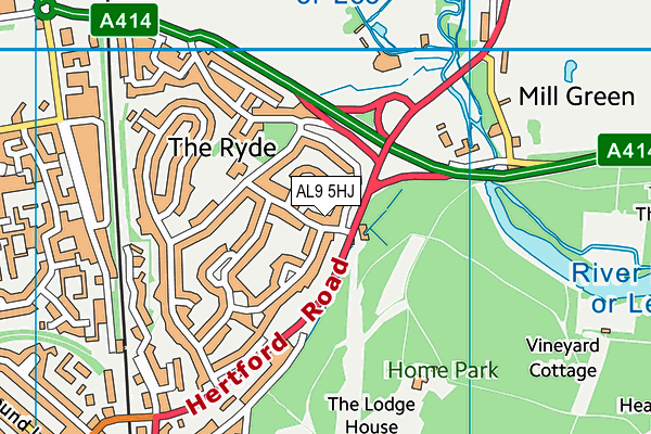 AL9 5HJ map - OS VectorMap District (Ordnance Survey)