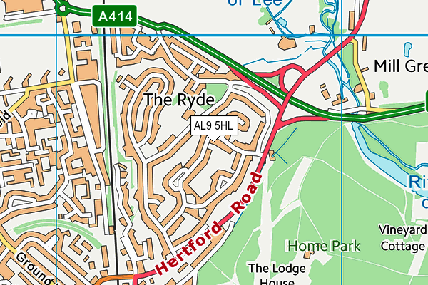 AL9 5HL map - OS VectorMap District (Ordnance Survey)