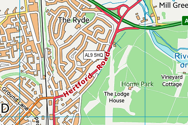 AL9 5HQ map - OS VectorMap District (Ordnance Survey)