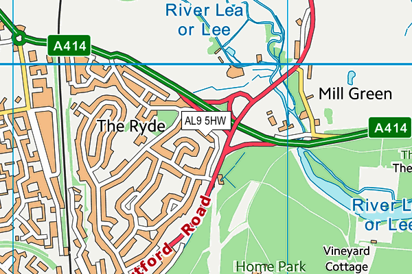 AL9 5HW map - OS VectorMap District (Ordnance Survey)