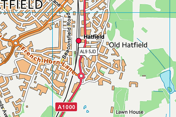 AL9 5JD map - OS VectorMap District (Ordnance Survey)