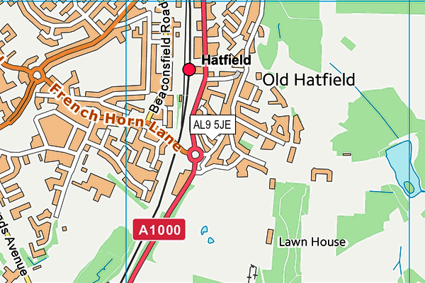 AL9 5JE map - OS VectorMap District (Ordnance Survey)