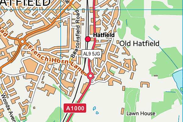 AL9 5JG map - OS VectorMap District (Ordnance Survey)