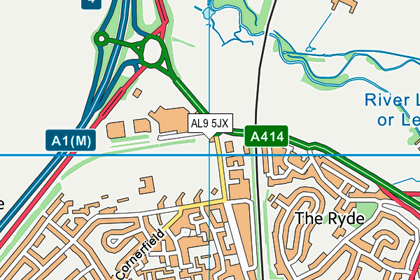 AL9 5JX map - OS VectorMap District (Ordnance Survey)