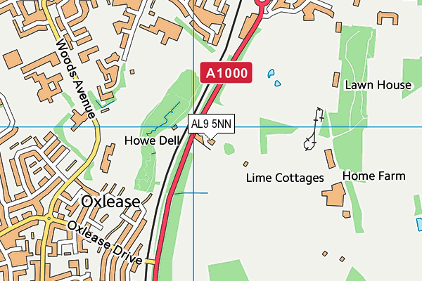 AL9 5NN map - OS VectorMap District (Ordnance Survey)