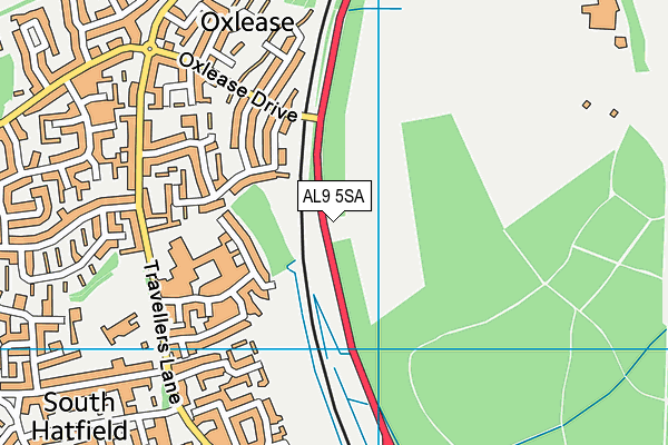 AL9 5SA map - OS VectorMap District (Ordnance Survey)