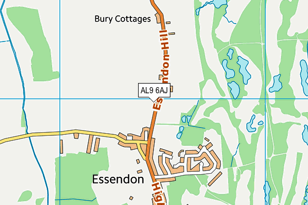 AL9 6AJ map - OS VectorMap District (Ordnance Survey)