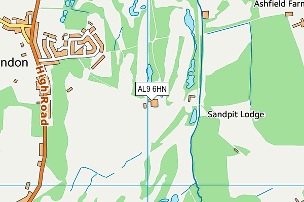Essendon Country Club map (AL9 6HN) - OS VectorMap District (Ordnance Survey)