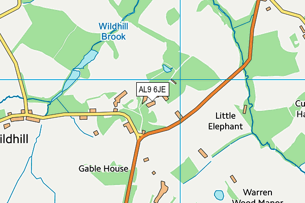 AL9 6JE map - OS VectorMap District (Ordnance Survey)