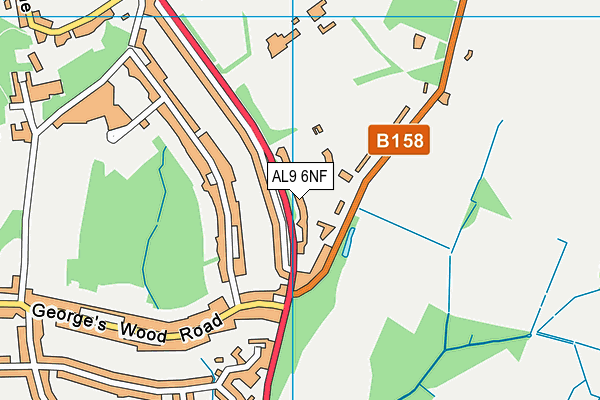 AL9 6NF map - OS VectorMap District (Ordnance Survey)