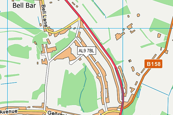 AL9 7BL map - OS VectorMap District (Ordnance Survey)