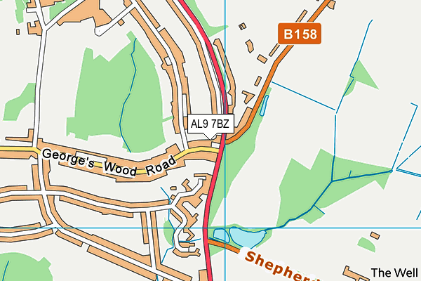 AL9 7BZ map - OS VectorMap District (Ordnance Survey)