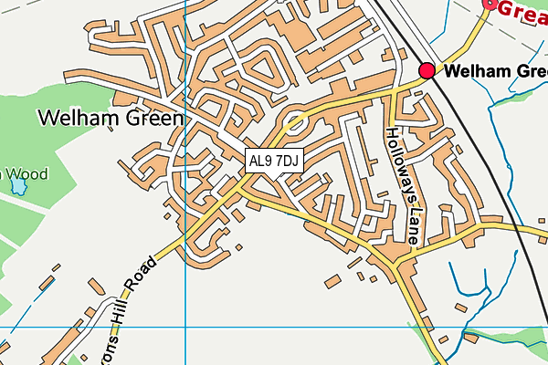 AL9 7DJ map - OS VectorMap District (Ordnance Survey)