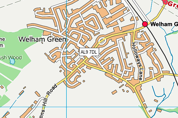 AL9 7DL map - OS VectorMap District (Ordnance Survey)