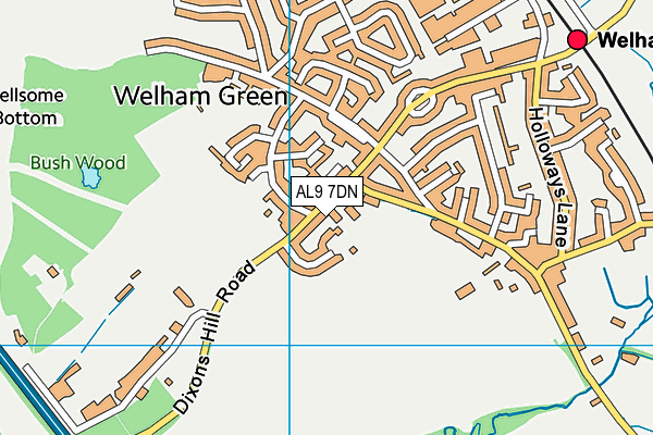 AL9 7DN map - OS VectorMap District (Ordnance Survey)