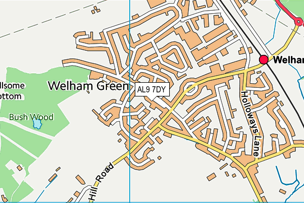 AL9 7DY map - OS VectorMap District (Ordnance Survey)