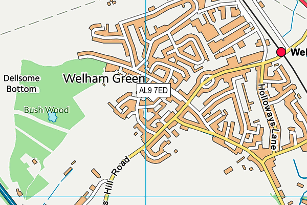 AL9 7ED map - OS VectorMap District (Ordnance Survey)