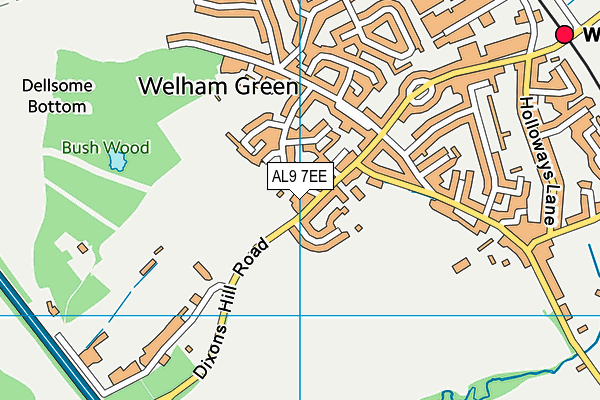 AL9 7EE map - OS VectorMap District (Ordnance Survey)