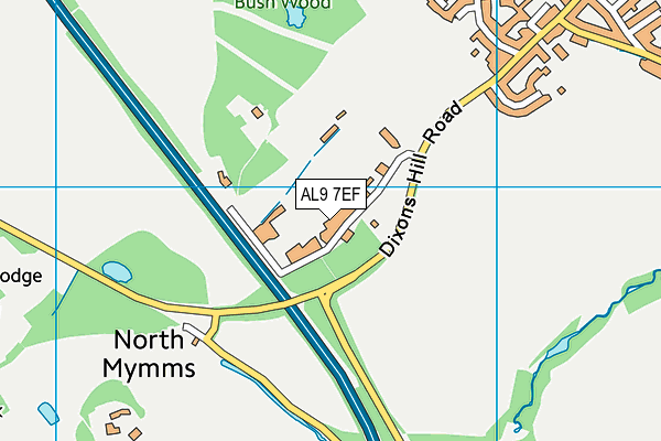 AL9 7EF map - OS VectorMap District (Ordnance Survey)