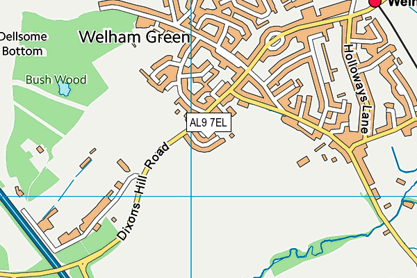 AL9 7EL map - OS VectorMap District (Ordnance Survey)