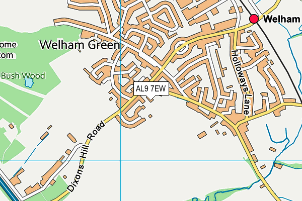 AL9 7EW map - OS VectorMap District (Ordnance Survey)