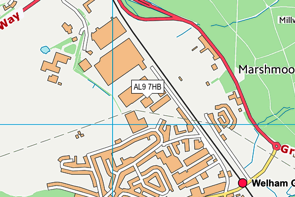 AL9 7HB map - OS VectorMap District (Ordnance Survey)