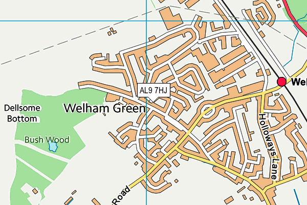 AL9 7HJ map - OS VectorMap District (Ordnance Survey)