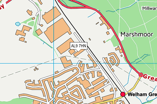 AL9 7HN map - OS VectorMap District (Ordnance Survey)