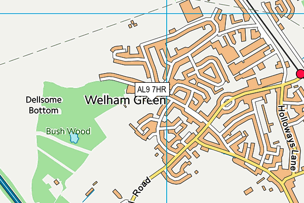 AL9 7HR map - OS VectorMap District (Ordnance Survey)