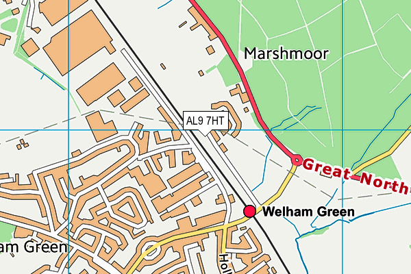 AL9 7HT map - OS VectorMap District (Ordnance Survey)