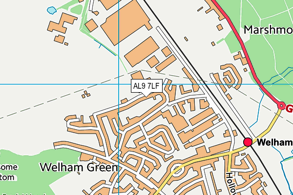 AL9 7LF map - OS VectorMap District (Ordnance Survey)