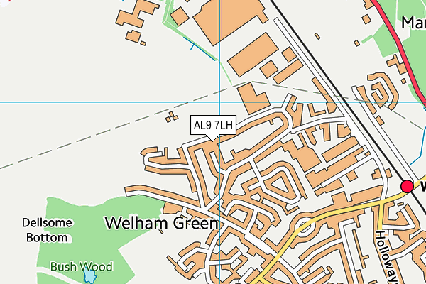 AL9 7LH map - OS VectorMap District (Ordnance Survey)