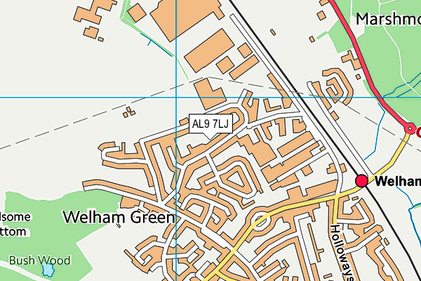 AL9 7LJ map - OS VectorMap District (Ordnance Survey)