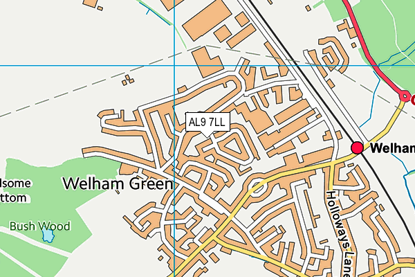 AL9 7LL map - OS VectorMap District (Ordnance Survey)