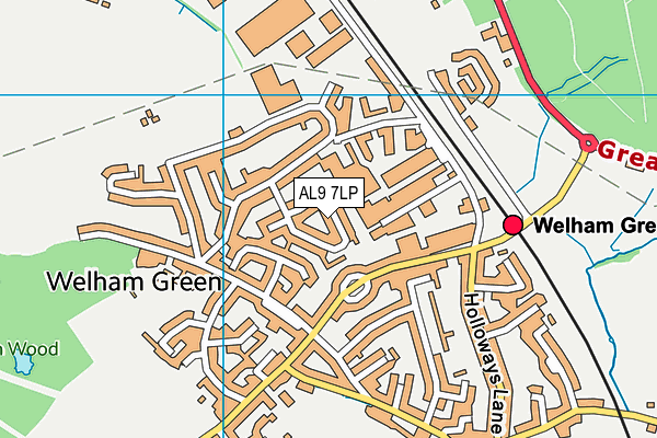 AL9 7LP map - OS VectorMap District (Ordnance Survey)
