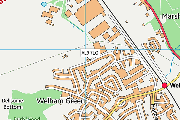 AL9 7LQ map - OS VectorMap District (Ordnance Survey)