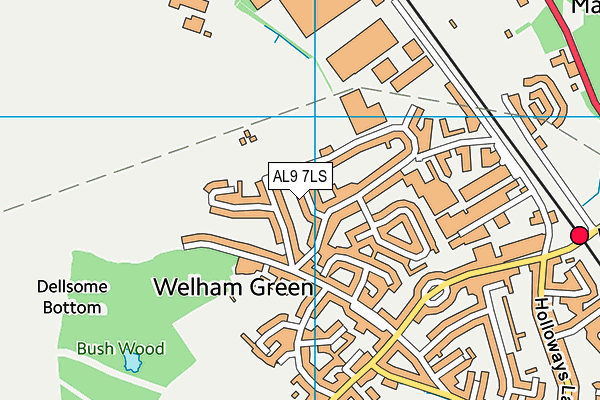 AL9 7LS map - OS VectorMap District (Ordnance Survey)